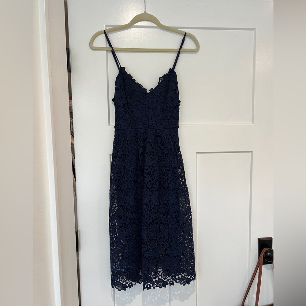 ASTR Navy Lace Midi Dress
